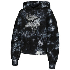 Minnesota Vikings The Wild Collective Women's Tie-Dye Cropped Pullover Hoodie Black - NFL