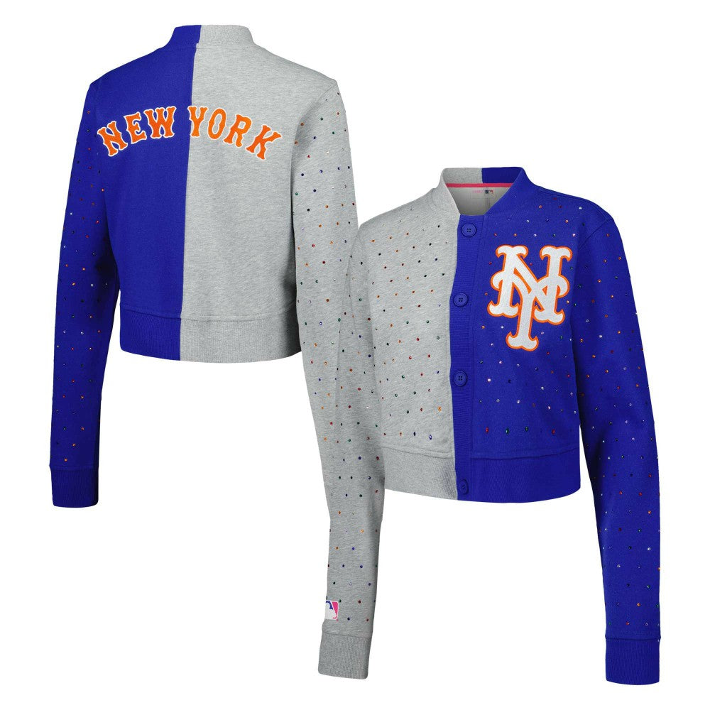 New York Mets Terez Women's Cropped Button-Up Cardigan Clearance
