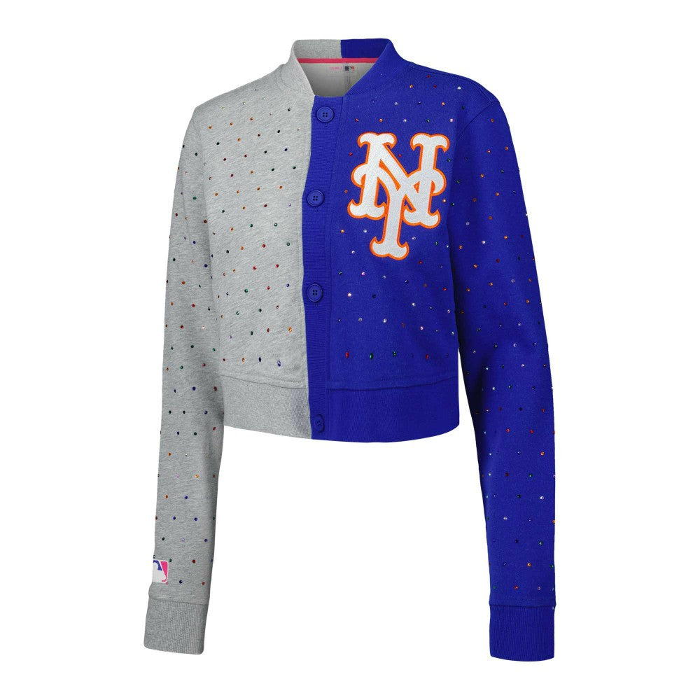 New York Mets Terez Women's Cropped Button-Up Cardigan Clearance