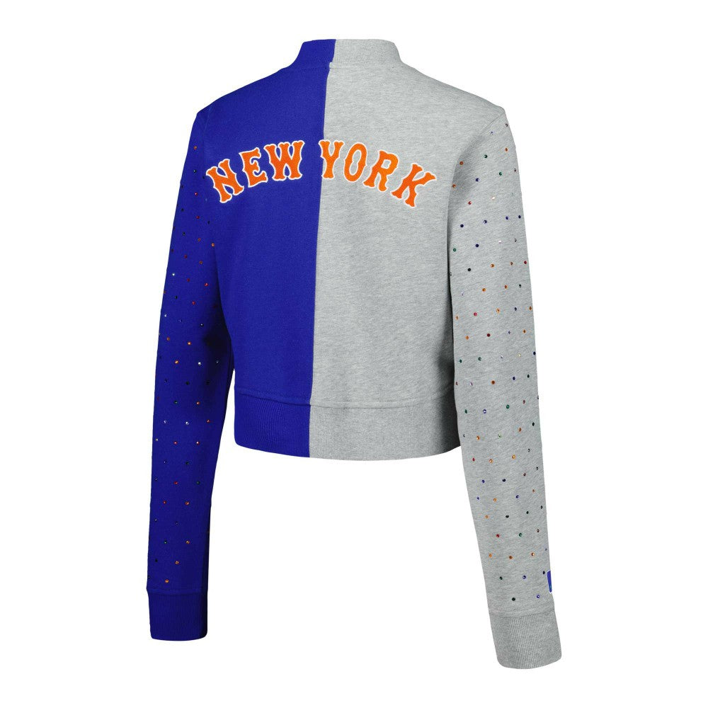 New York Mets Terez Women's Cropped Button-Up Cardigan Clearance