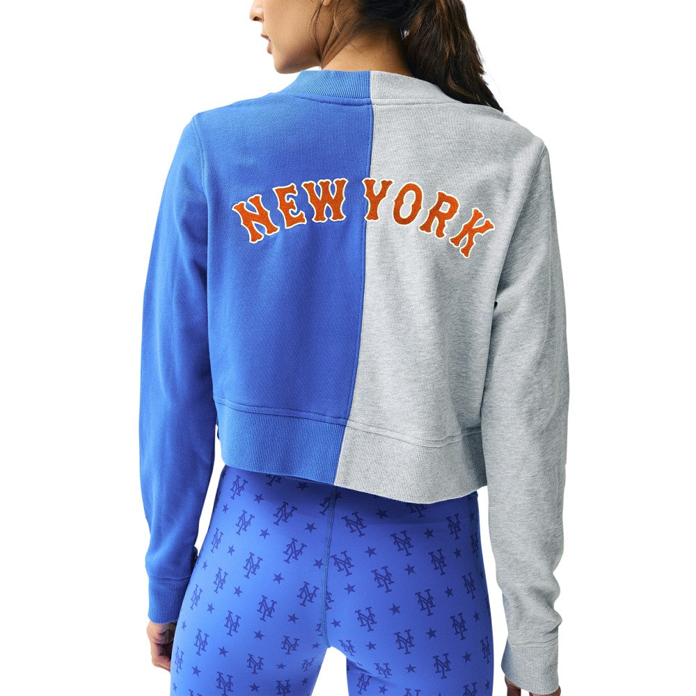 New York Mets Terez Women's Cropped Button-Up Cardigan Clearance