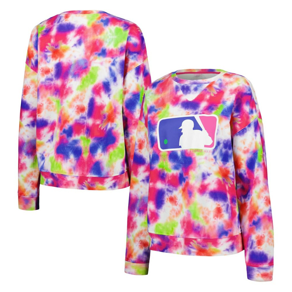 MLB Batterman Terez Neon Tie-Dye Pullover Sweatshirt Clearance