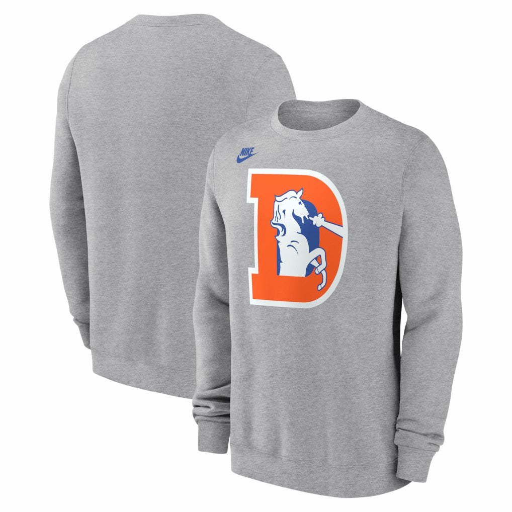 Denver Broncos D Horse Logo Club Sweatshirt Heather Gray - Nike