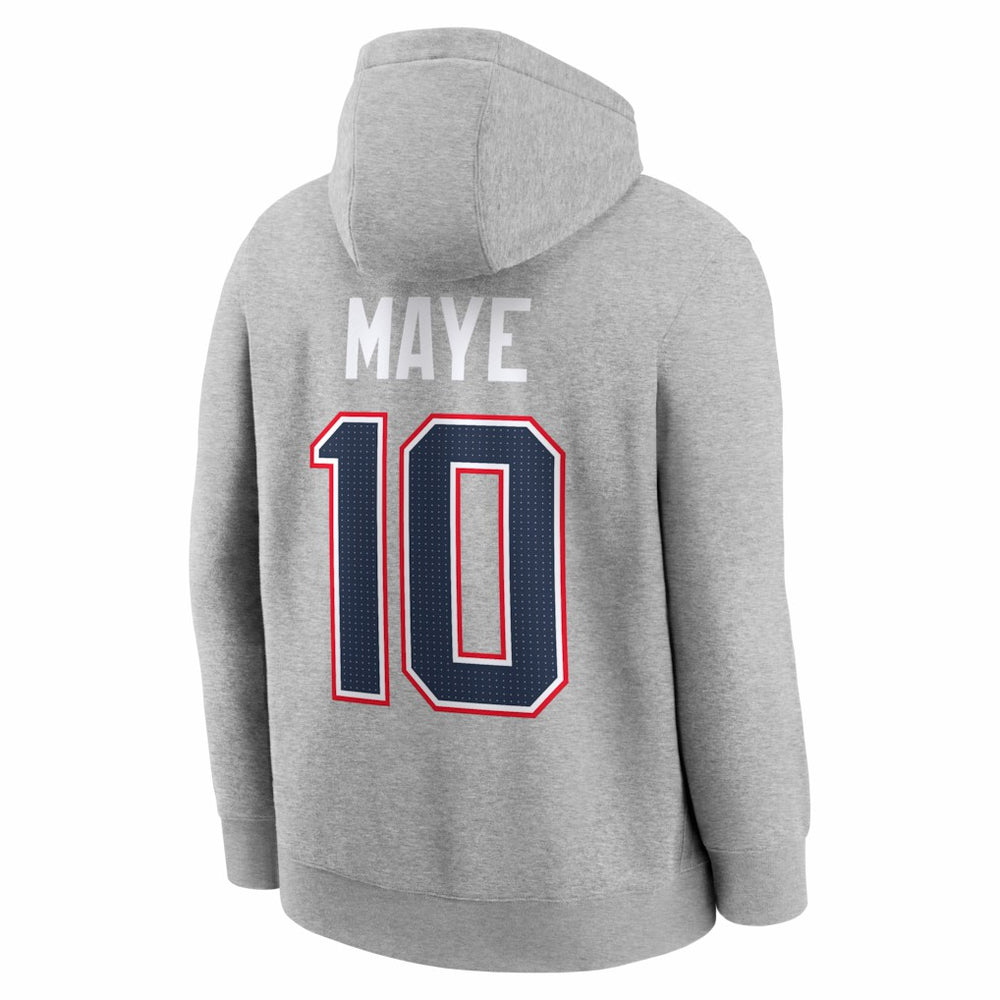 Drake Maye New England Patriots Super Bowl LX Patch Name & Number Hoodie Heather Gray - Nike