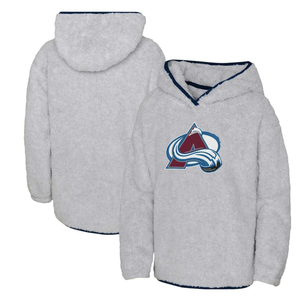 Colorado Avalanche - Girls Youth Ultimate Teddy Fleece Pullover Hoodie Heather Gray
