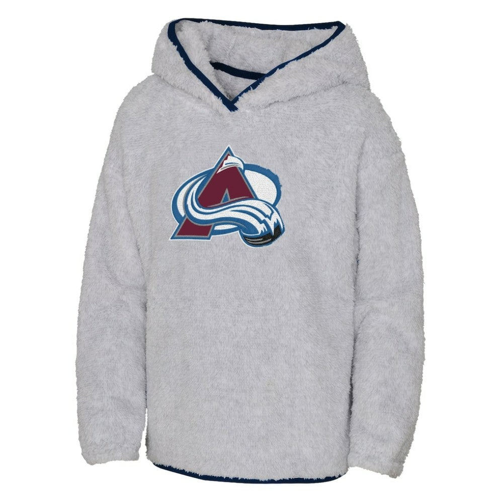 Colorado Avalanche - Girls Youth Ultimate Teddy Fleece Pullover Hoodie Heather Gray