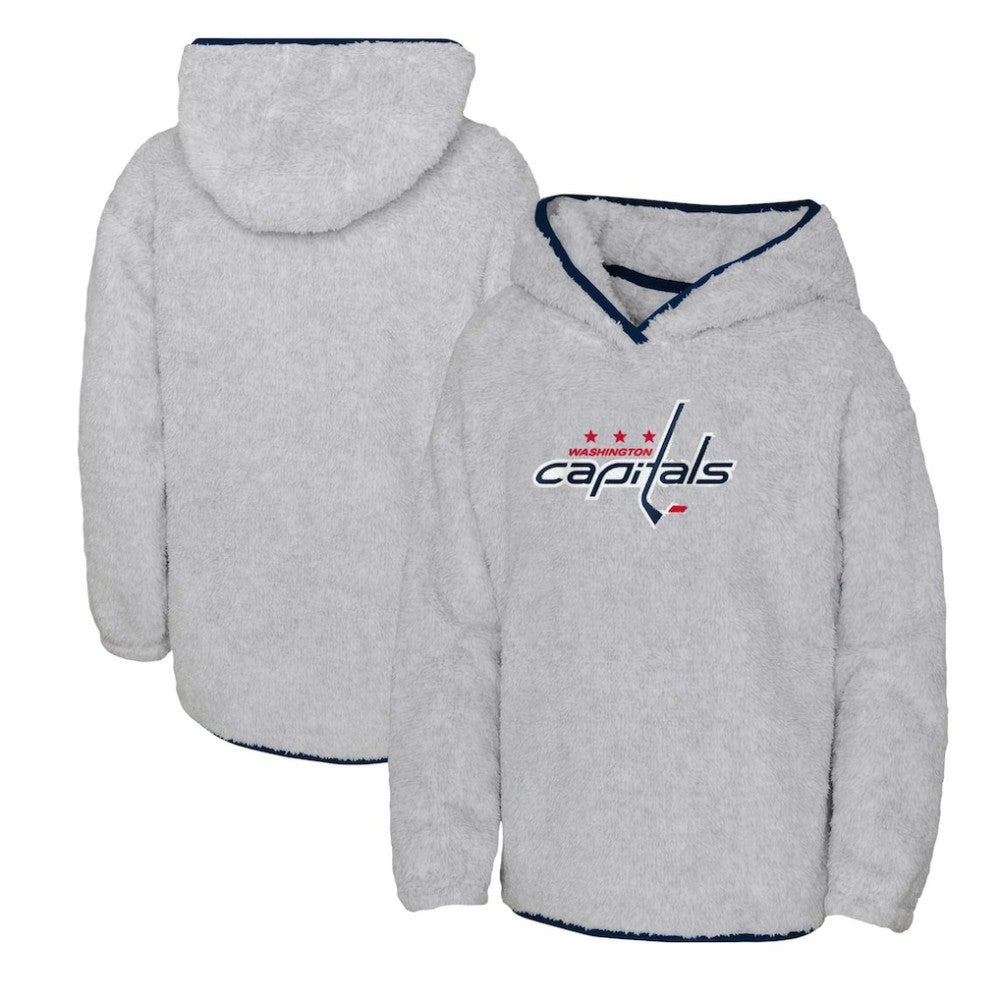 Washington Capitals Girls Youth Ultimate Teddy Fleece Pullover Hoodie Heather Gray