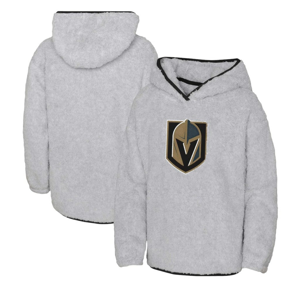 Vegas Golden Knights Girls Youth Ultimate Teddy Fleece Pullover Hoodie Heather Gray