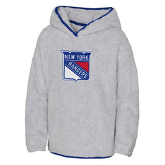 New York Rangers Girls Youth Ultimate Teddy Fleece Pullover Hoodie Heather Gray