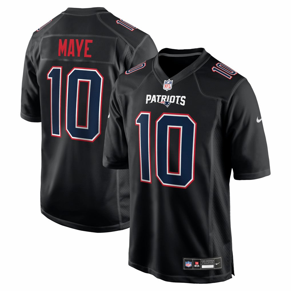 Drake Maye New England Patriots Fashion Game Jersey Carbon Black - Nike