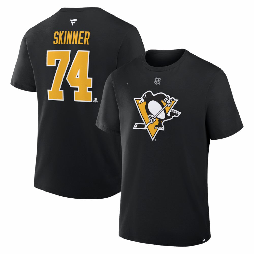 Stuart Skinner Pittsburgh Penguins Fanatics Authentic Stack Name & Number T-Shirt Black