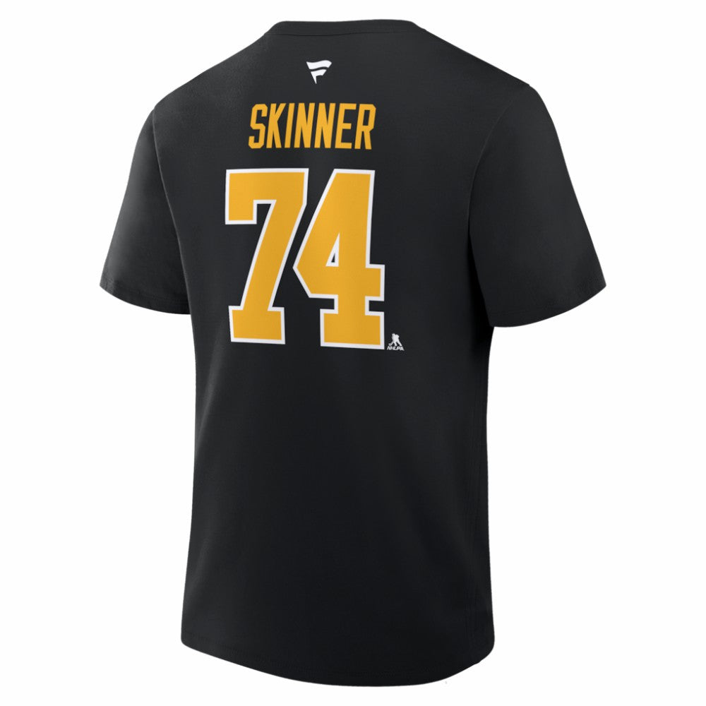 Stuart Skinner Pittsburgh Penguins Fanatics Authentic Stack Name & Number T-Shirt Black