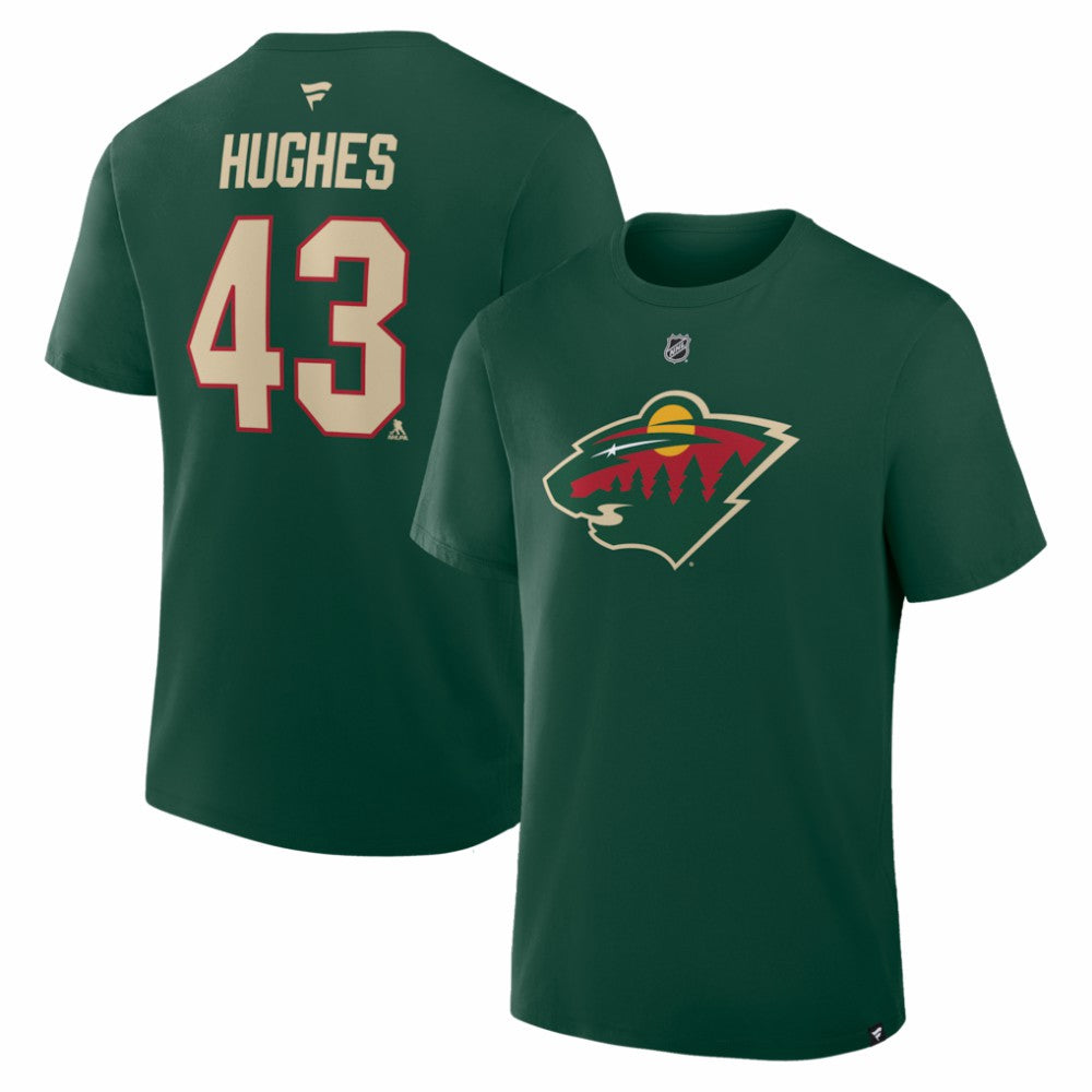 Quinn Hughes Minnesota Wild - Fanatics Authentic Stack Name & Number T-Shirt Green