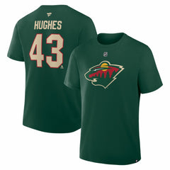 Quinn Hughes Minnesota Wild - Fanatics Authentic Stack Name & Number T-Shirt Green