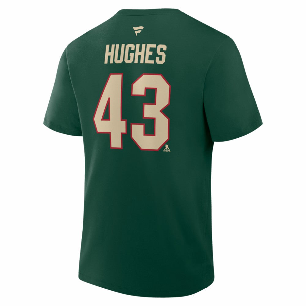 Quinn Hughes Minnesota Wild - Fanatics Authentic Stack Name & Number T-Shirt Green
