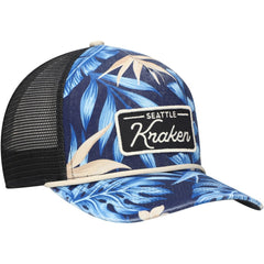 Seattle Kraken '47 Tropicalia Allover Print Trucker Adjustable Hat Navy