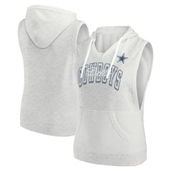 Dallas Cowboys Women's Lounge Script Sleeveless V-Neck Pullover Hoodie Oatmeal - Fanatics