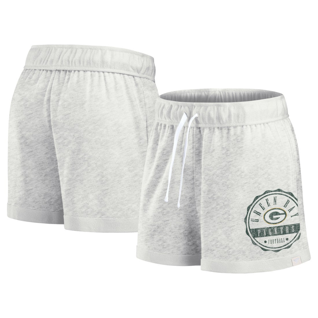 Green Bay Packers Women's Vintage Badge Shorts Oatmeal - Fanatics