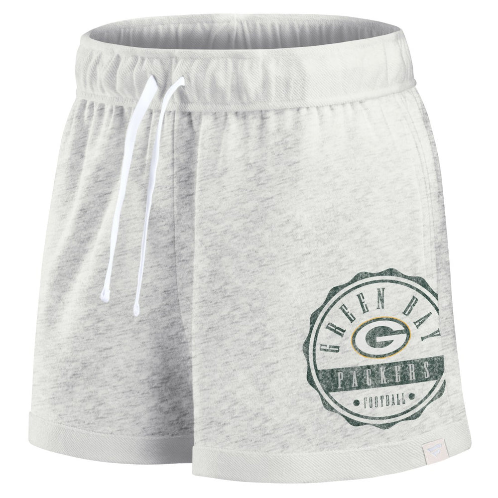 Green Bay Packers Women's Vintage Badge Shorts Oatmeal - Fanatics