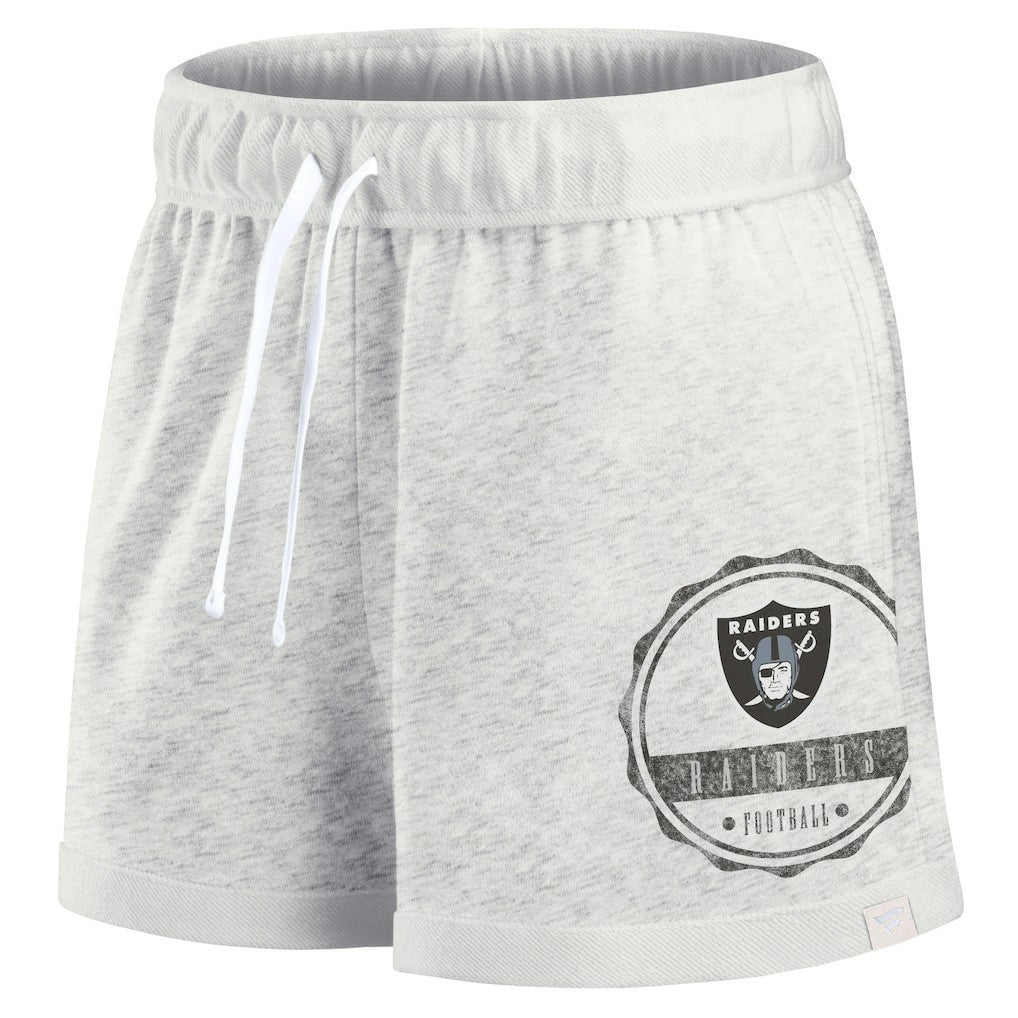 Las Vegas Raiders Women's Vintage Badge Shorts Oatmeal - Fanatics