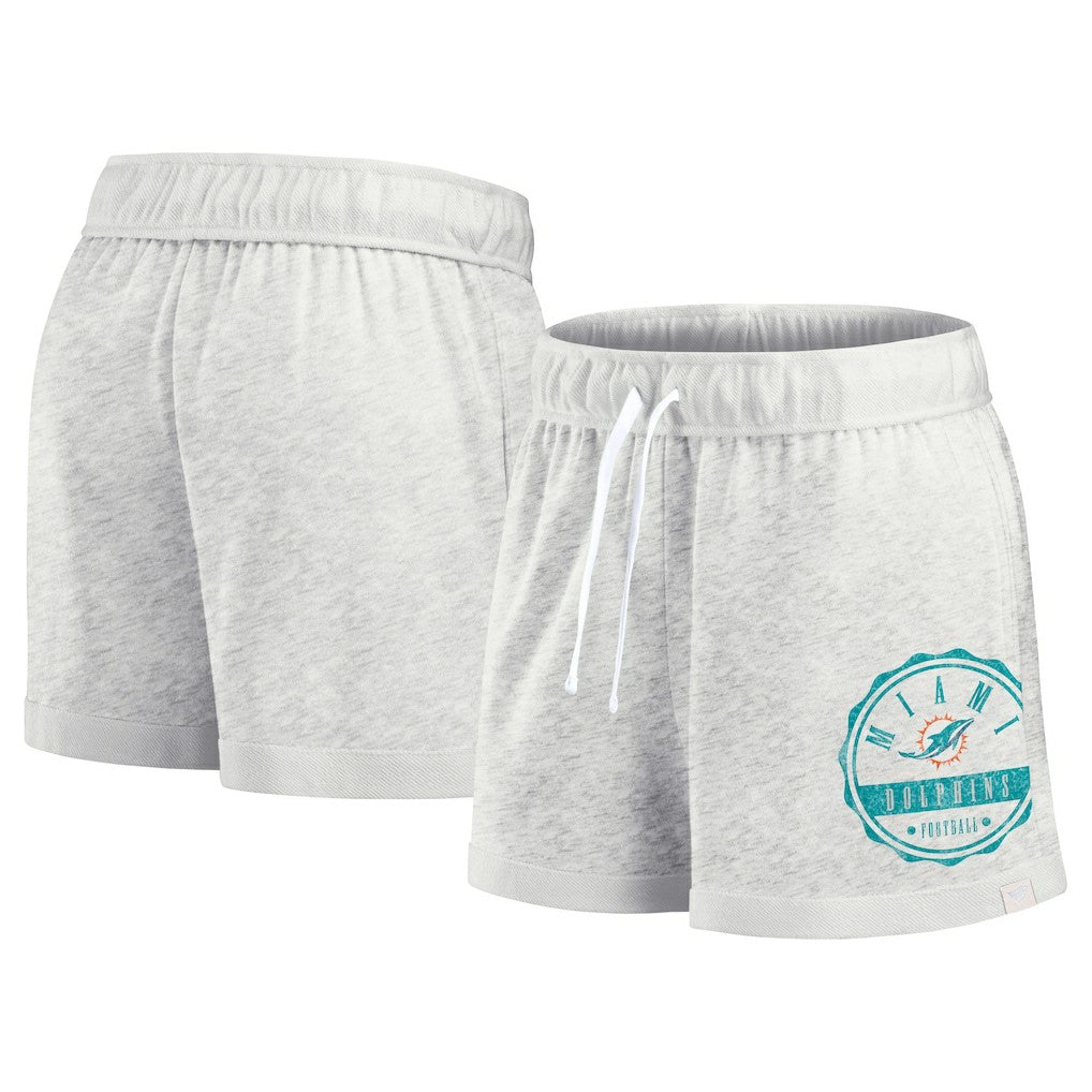 Miami Dolphins Women's Vintage Badge Shorts Oatmeal - Fanatics