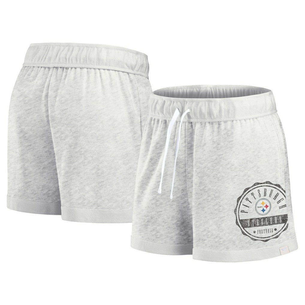 Pittsburgh Steelers Women's Vintage Badge Shorts Oatmeal - Fanatics