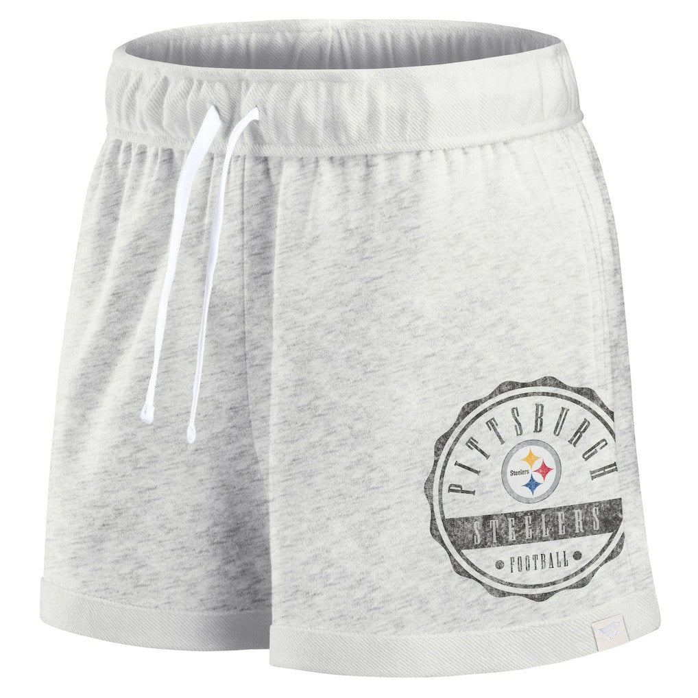 Pittsburgh Steelers Women's Vintage Badge Shorts Oatmeal - Fanatics