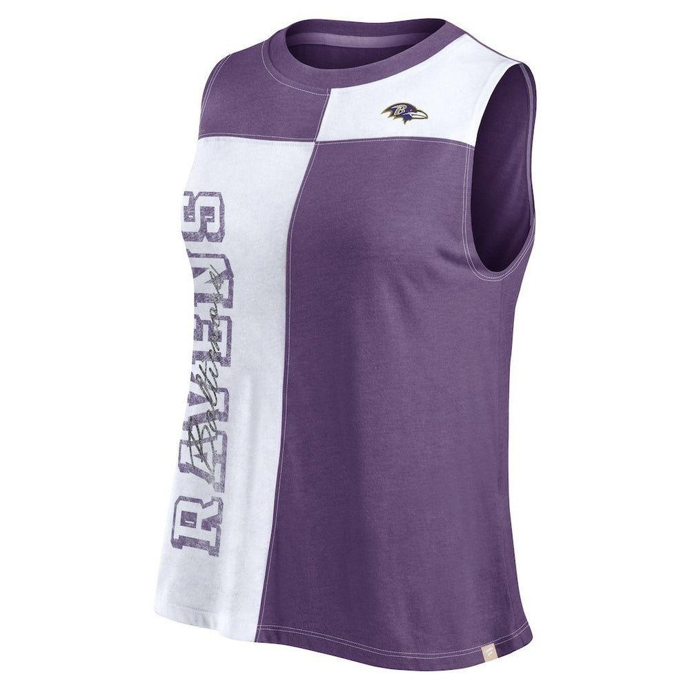 Baltimore Ravens FanaticsWomen's Script Color Block Tank Top Purple/White - Fanatics