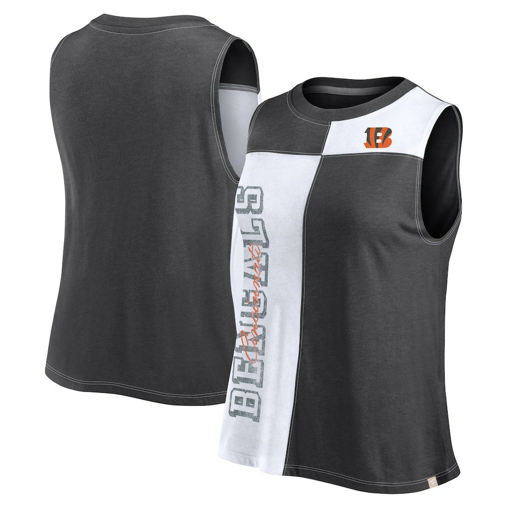 Cincinnati Bengals FanaticsWomen's Script Color Block Tank Top Black/White - Fanatics