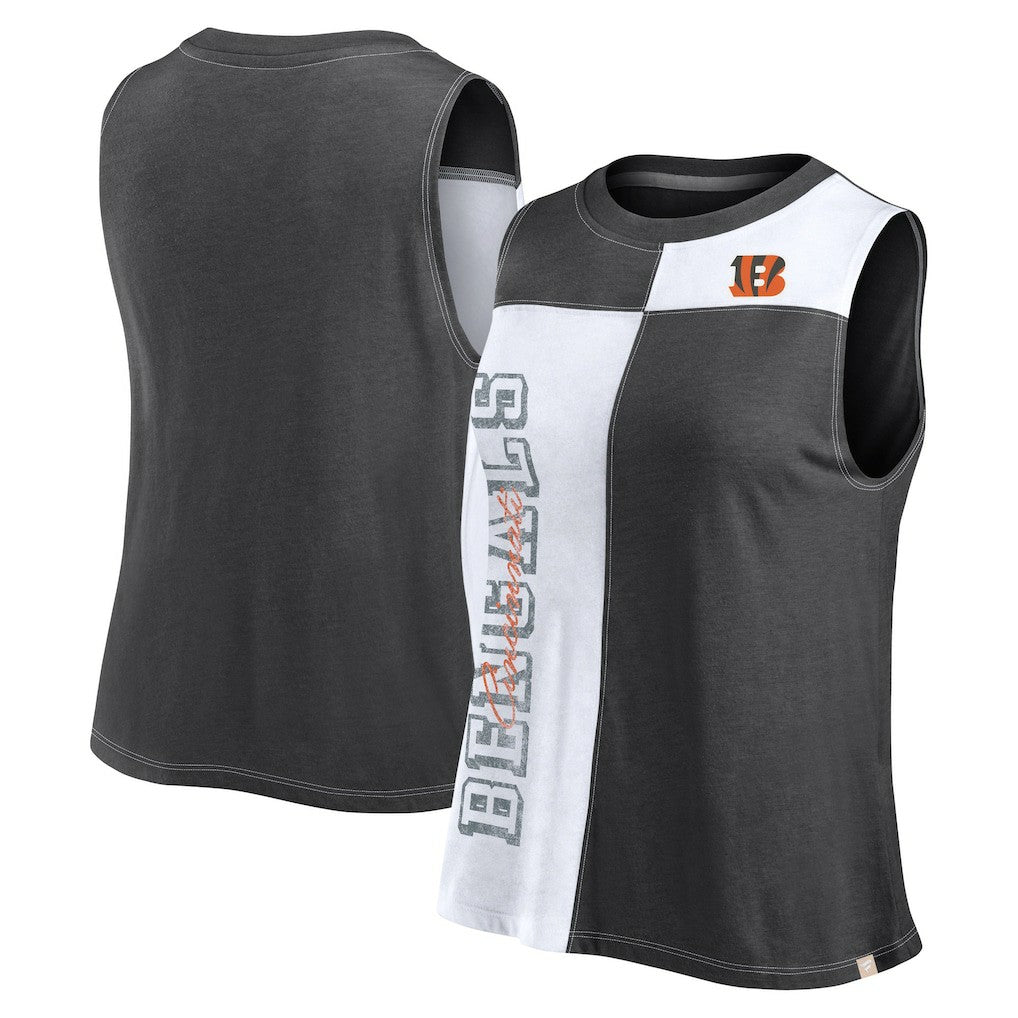 Cincinnati Bengals FanaticsWomen's Script Color Block Tank Top Black/White - Fanatics