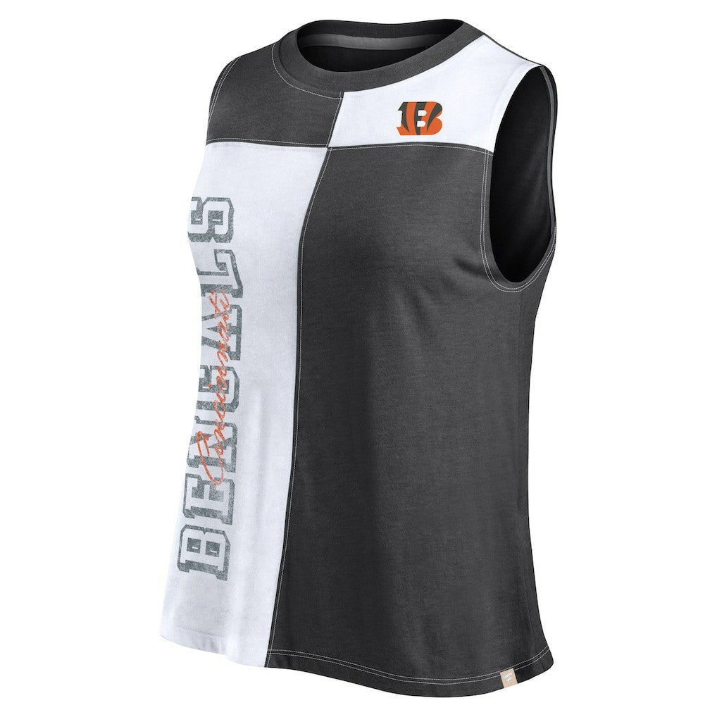 Cincinnati Bengals FanaticsWomen's Script Color Block Tank Top Black/White - Fanatics