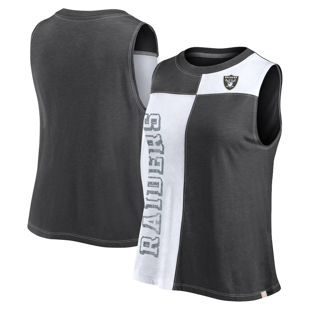 Las Vegas Raiders FanaticsWomen's Script Color Block Tank Top Black/White - Fanatics