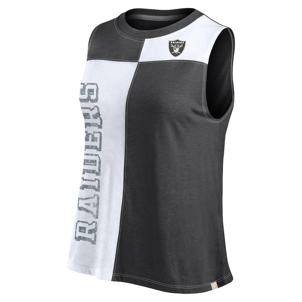 Las Vegas Raiders FanaticsWomen's Script Color Block Tank Top Black/White - Fanatics