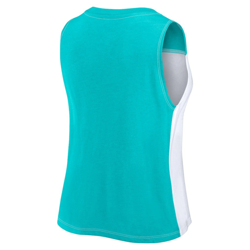 Miami Dolphins FanaticsWomen's Script Color Block Tank Top Aqua/White - Fanatics