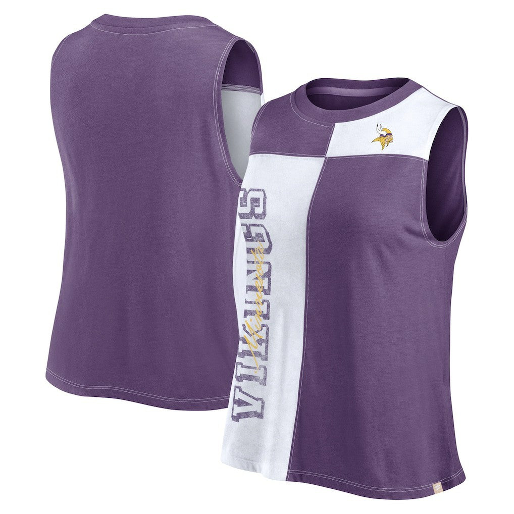 Minnesota Vikings FanaticsWomen's Script Color Block Tank Top Purple/White - Fanatics