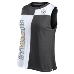 Pittsburgh Steelers FanaticsWomen's Script Color Block Tank Top Black/White - Fanatics
