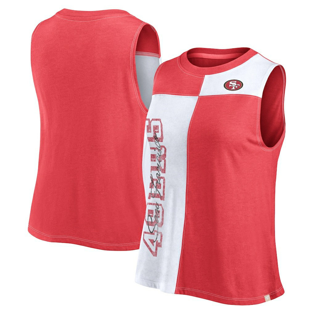 San Francisco 49ers Women's Script Color Block Tank Top Scarlet/White - Fanatics