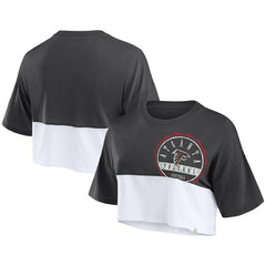 Atlanta Falcons Women's Boxy Color Split Cropped T-Shirt Black/White - Fanatics