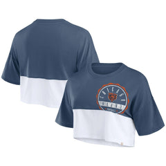 Chicago Bears Women's Boxy Color Split Cropped T-Shirt Navy/White - Fanatics