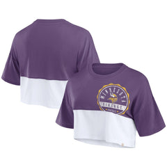 Minnesota Vikings Women's Boxy Color Split Cropped T-Shirt Purple/White - Fanatics