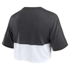 Pittsburgh Steelers Women's Boxy Color Split Cropped T-Shirt Black/White - Fanatics