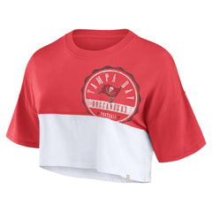 Tampa Bay Buccaneers Women's Boxy Color Split Cropped T-Shirt Red/White - Fanatics