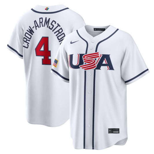 Pete Crow-Armstrong USA Baseball Nike 2026 World Baseball Classic Home Stadium Jersey - White | MLB Jerseys