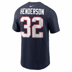 TreVeyon Henderson New England Patriots Super Bowl LX Patch Name & Number T-Shirt Navy - Nike