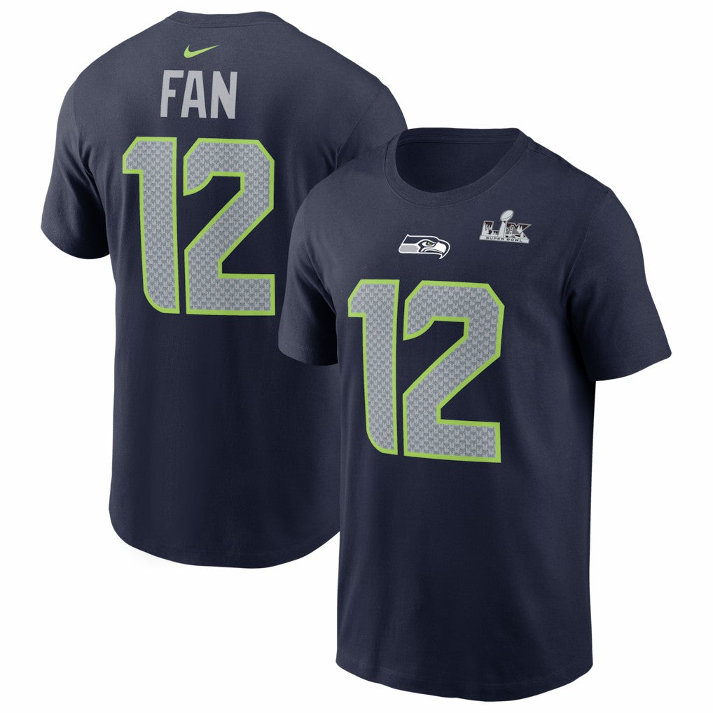 12s Seattle Seahawks Super Bowl LX Patch Name & Number T-Shirt College Navy - Nike