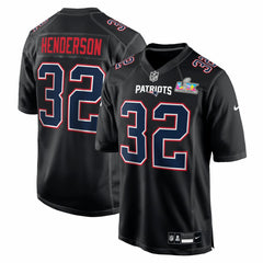 TreVeyon Henderson New England Patriots Super Bowl LX Patch Carbon Fashion Game Jersey Black - Nike