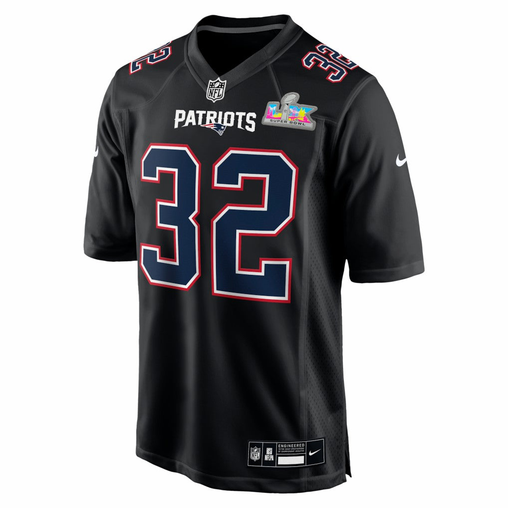 TreVeyon Henderson New England Patriots Super Bowl LX Patch Carbon Fashion Game Jersey - Black | NFL Jerseys