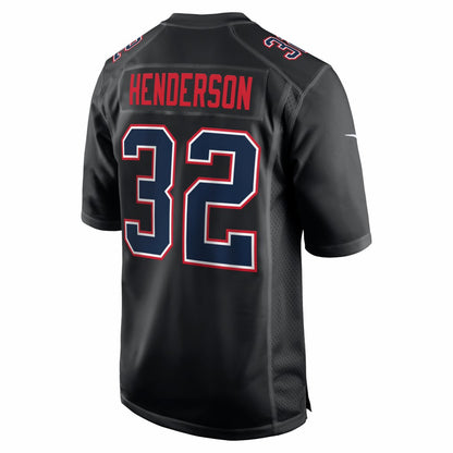 TreVeyon Henderson New England Patriots Super Bowl LX Patch Carbon Fashion Game Jersey - Black | NFL Jerseys
