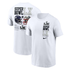 New England Patriots vs. Seattle Seahawks Super Bowl LX Dueling T-Shirt White - Nike