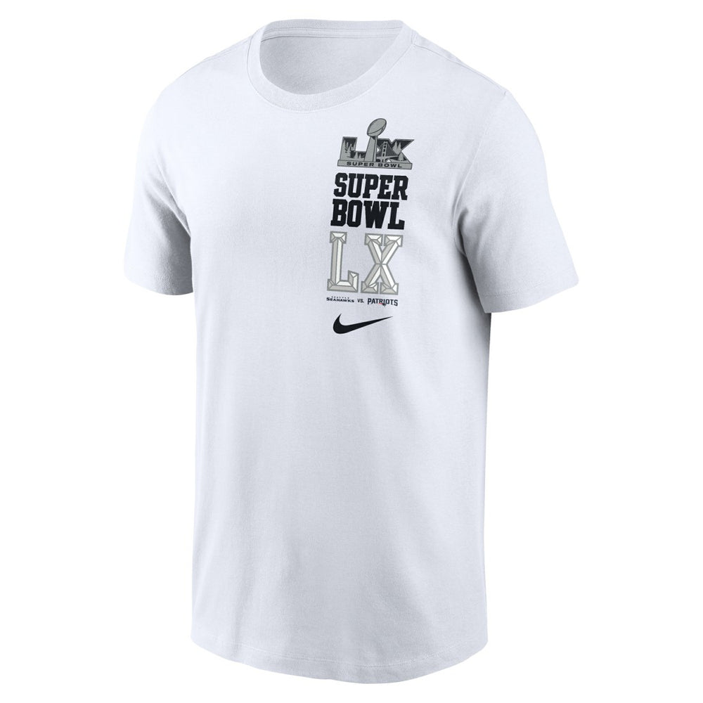 New England Patriots vs. Seattle Seahawks Super Bowl LX Dueling T-Shirt White - Nike